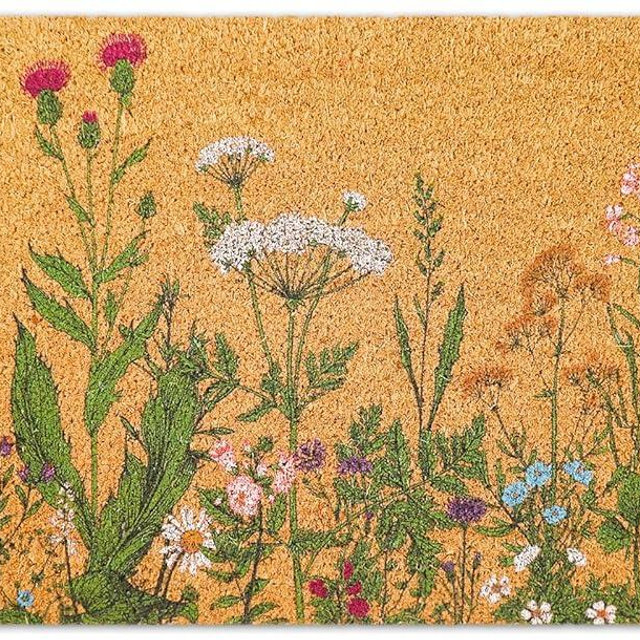 FYSUIMU Vintage Wildflower Natural Coir Doormat Retro Floral Welcome Floor Mat Non-Slip Spring Entrance Door Rugs for Indoor Outdoor Home Bathroom, 16.5 x 29 Inch
