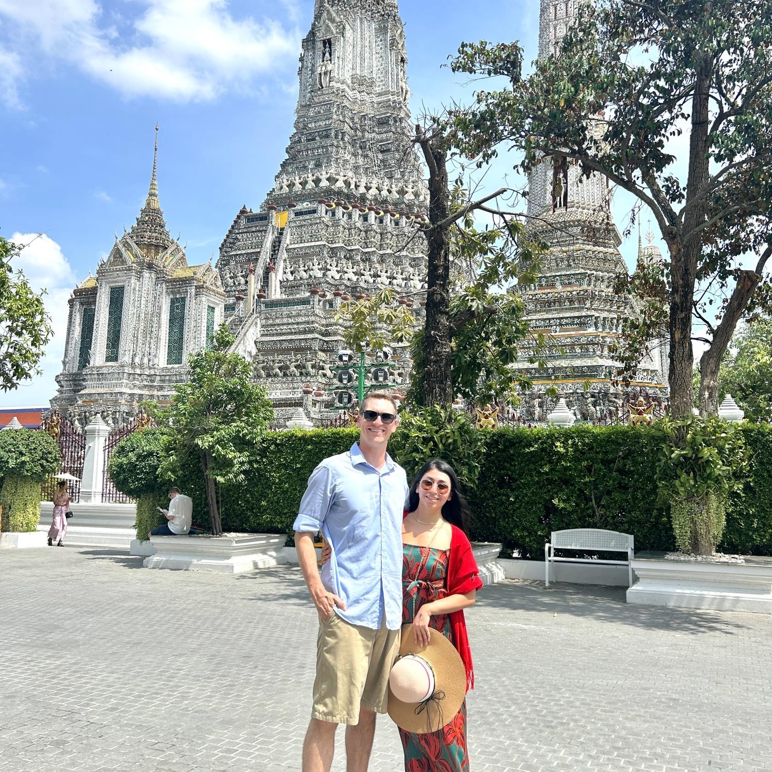 Enjoying a temple tour of Wat Arun in Bangkok!