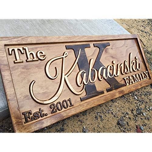 Personalized Family Name Sign Personalized Wedding Gifts Wall Art Rustic Home Decor Custom Carved Wooden Signs Couples 5 Year Anniversary Gift