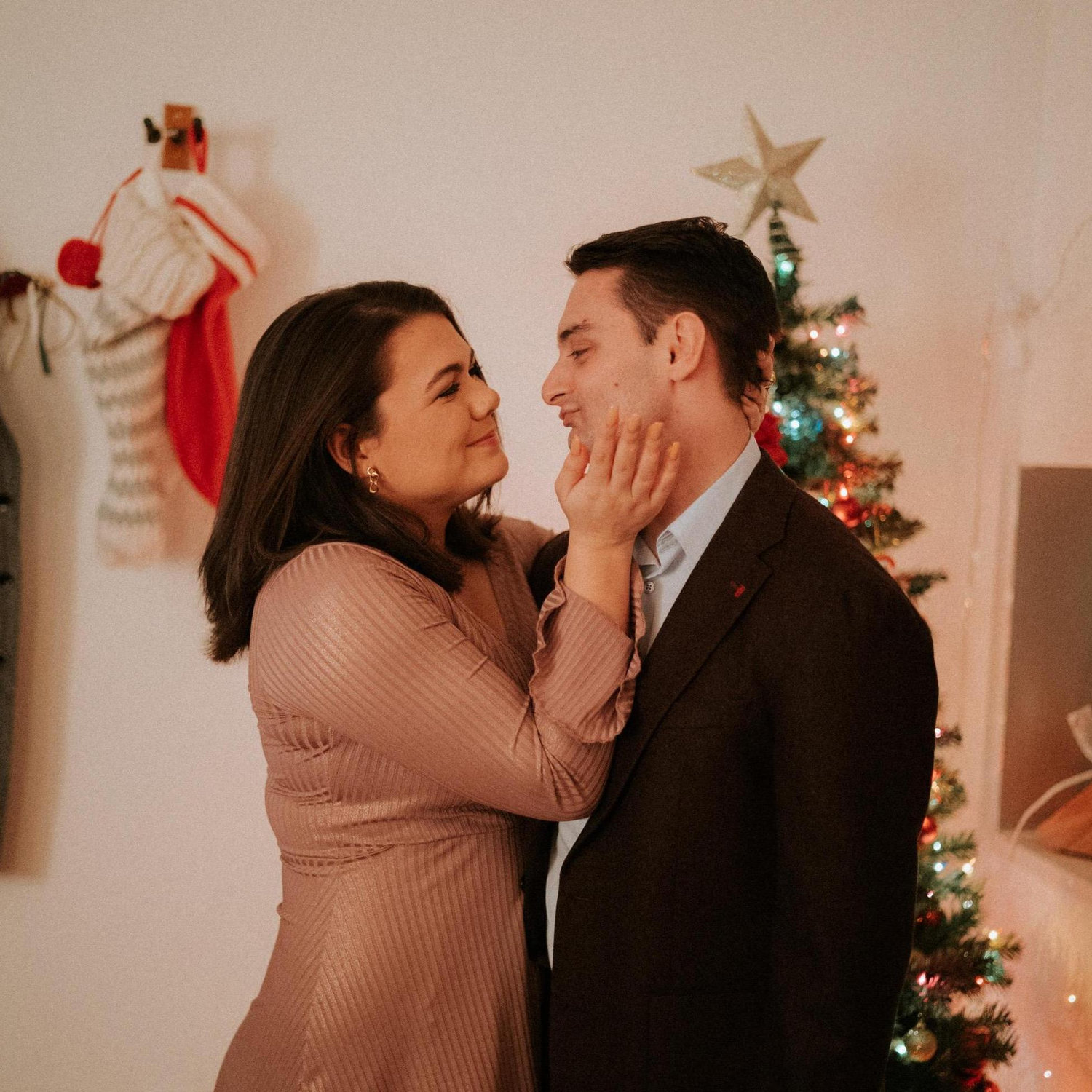 This photo was taken on New Years' Eve of 2019 at Amanda's apartment in Downtown Brooklyn! They spent the New Year with Amanda's brother, Allen, and Amanda's Maid of Honor, Kate.