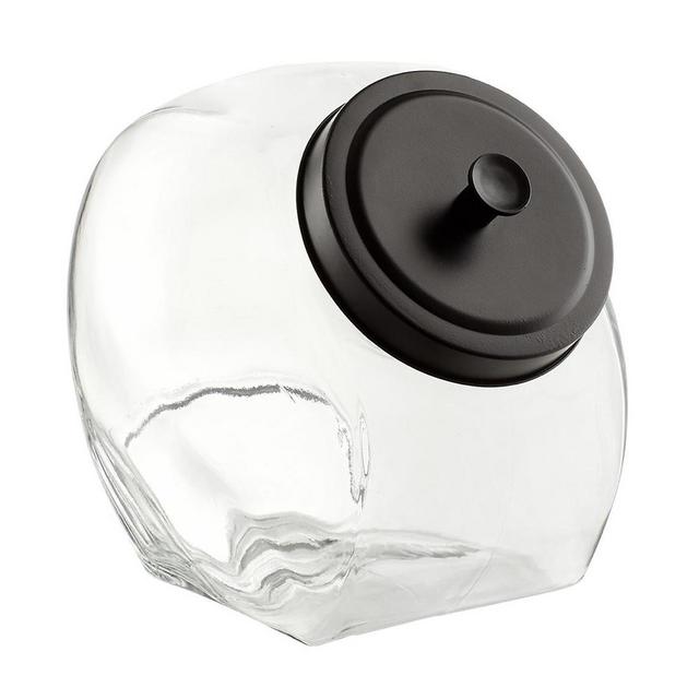 1 gal. Glass Slant Jar with Matte Black Lid