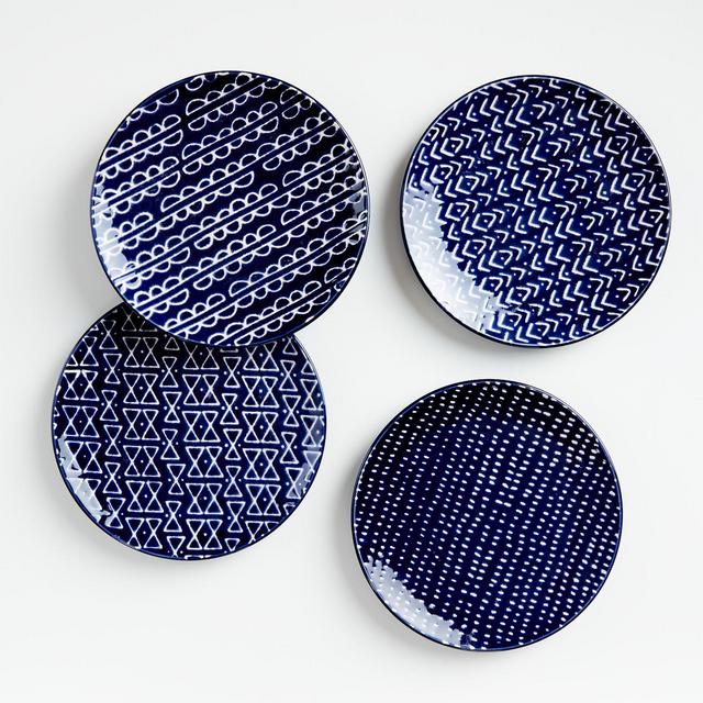 Batik Blue Salad Plates, Set of 4