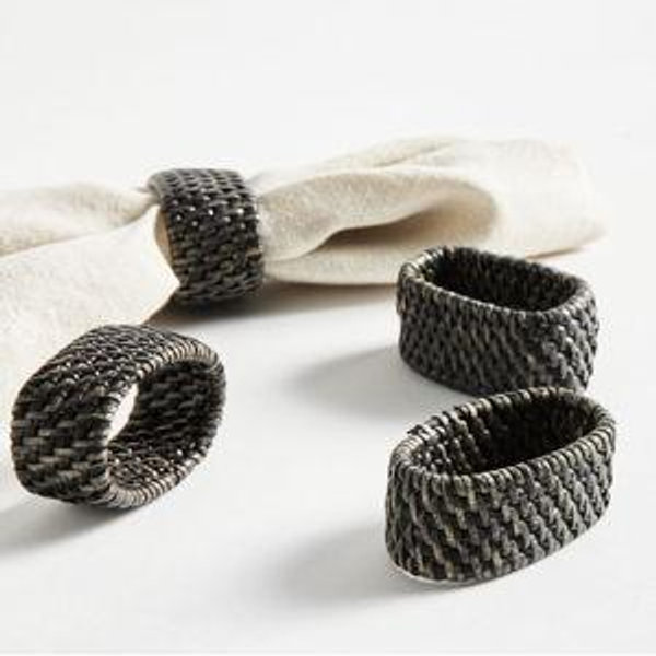 Tava Handwoven Rattan Oval Napkin Rings - Set of 4