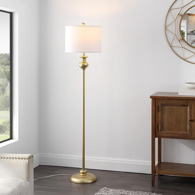SAFAVIEH Lighting Collection Erlan Contemporary Gold 61-inch Standing Floor Lamp (LED Bulb Included)