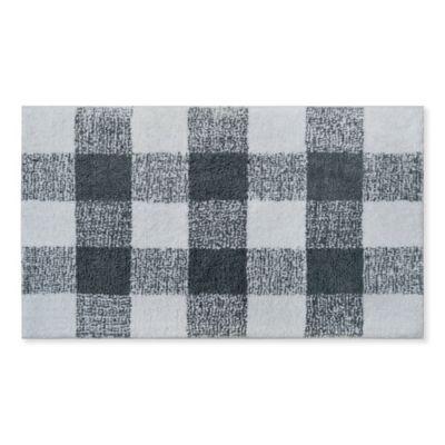 Bee & Willow™ Home Plaid 21" X 34" Bath Rug in White/Grey