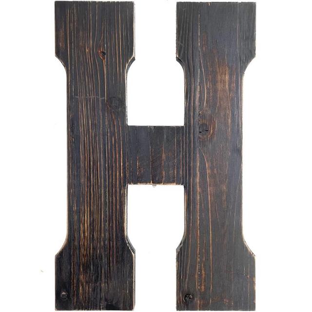 Big Letter Wall Art for Living Room, Bathroom, Bedroom, and Home Decor, Rustic Farmhouse Lettering for Family Last Names, Large Decorative Wood, 14” x 10” (Big H)
