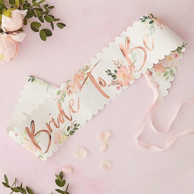 Ginger Ray Floral & Rose Gold Bride To Be Hen Party Sash - Floral Hen Party