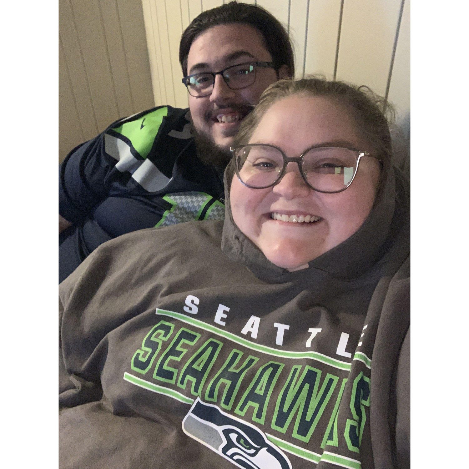 Manny has shared his love of the Seattle Seahawks with Clydos. She is a fan now too!