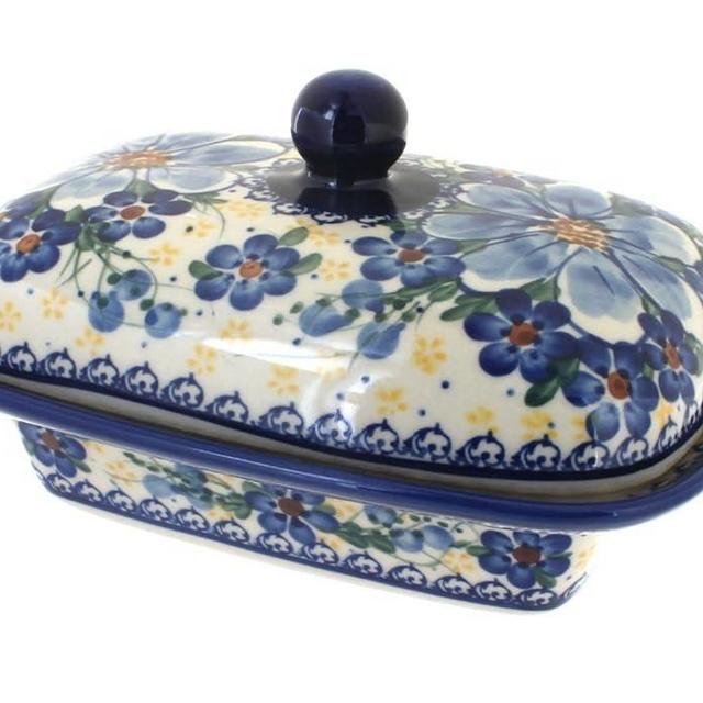 Blue Rose Polish Pottery Daisy Surprise Butter Tub
