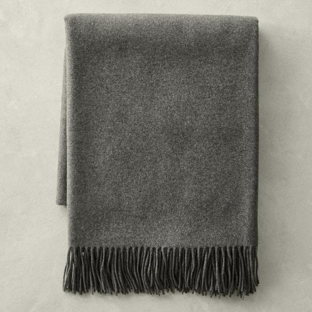 European Solid Grand Cashmere Throw, 72" X 80", Charcoal