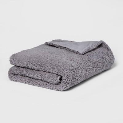 50&#34; x 70&#34; 12lbs Sherpa Weighted Blanket with Removable Cover Gray - Room Essentials&#8482;