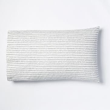 Organic Hand Drawn Stripe Standard Pillow Case, Set of 2, Feather Gray