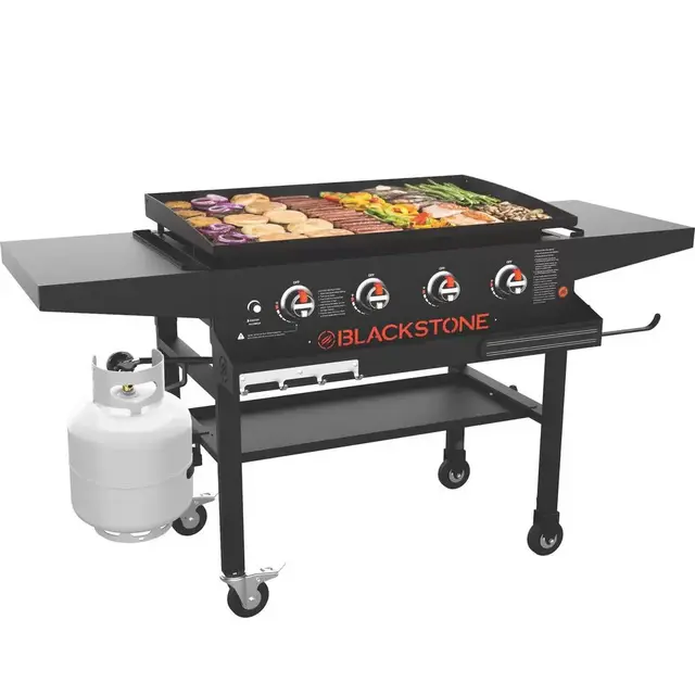 Original 36 in. 4-Burner Propane Griddle with Front Tray in Black