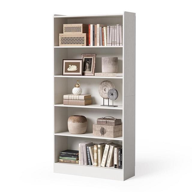 LITTLE TREE 72 Inch Tall Bookcase, Freestanding 6-Tier Library Bookshelf with Closed Shelves, Large Open Bookcases Organizer Wooden Display Shelving Unit for Bedroom Living Room Office, White