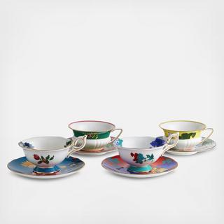 Wonderlust Teacups & Saucers, Set of 4