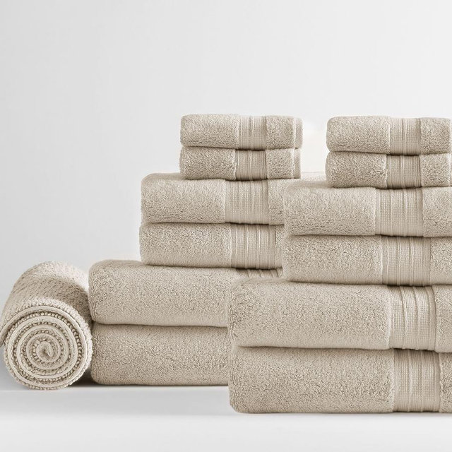 Hydrocotton Towel Bundle With Bath Mat, Taupe, Set of 13