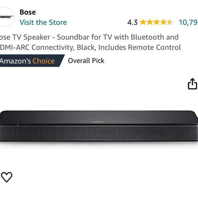 Bose TV Speaker - Soundbar for TV with Bluetooth and HDMI-ARC Connectivity, Black, Includes Remote Control