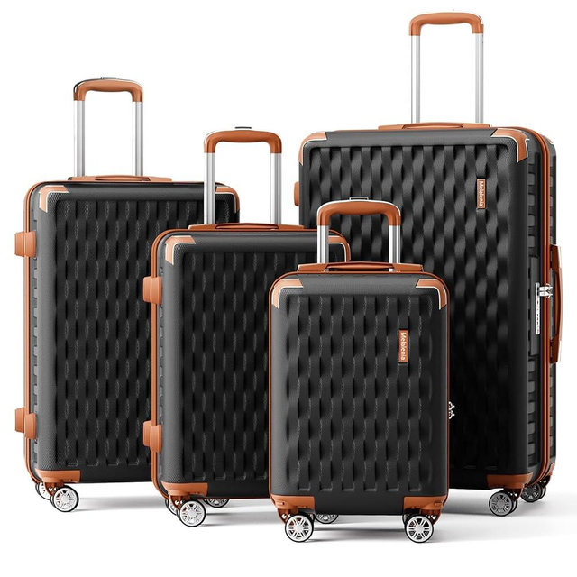 Melalenia Luggage Sets 4 Piece Suitcase Set,Hard Shell Carry on Luggage Travel Suitcases with Spinner Wheels and TSA Lock, Lightweight Luggage Set for Women