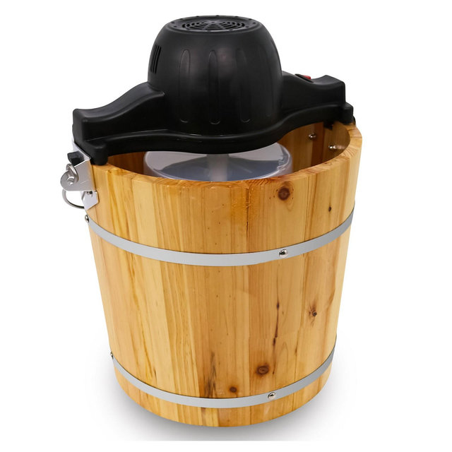 Elite Cuisine 4 Quart Old Fashioned Pine Bucket Electric/Manual Ice Cream Maker