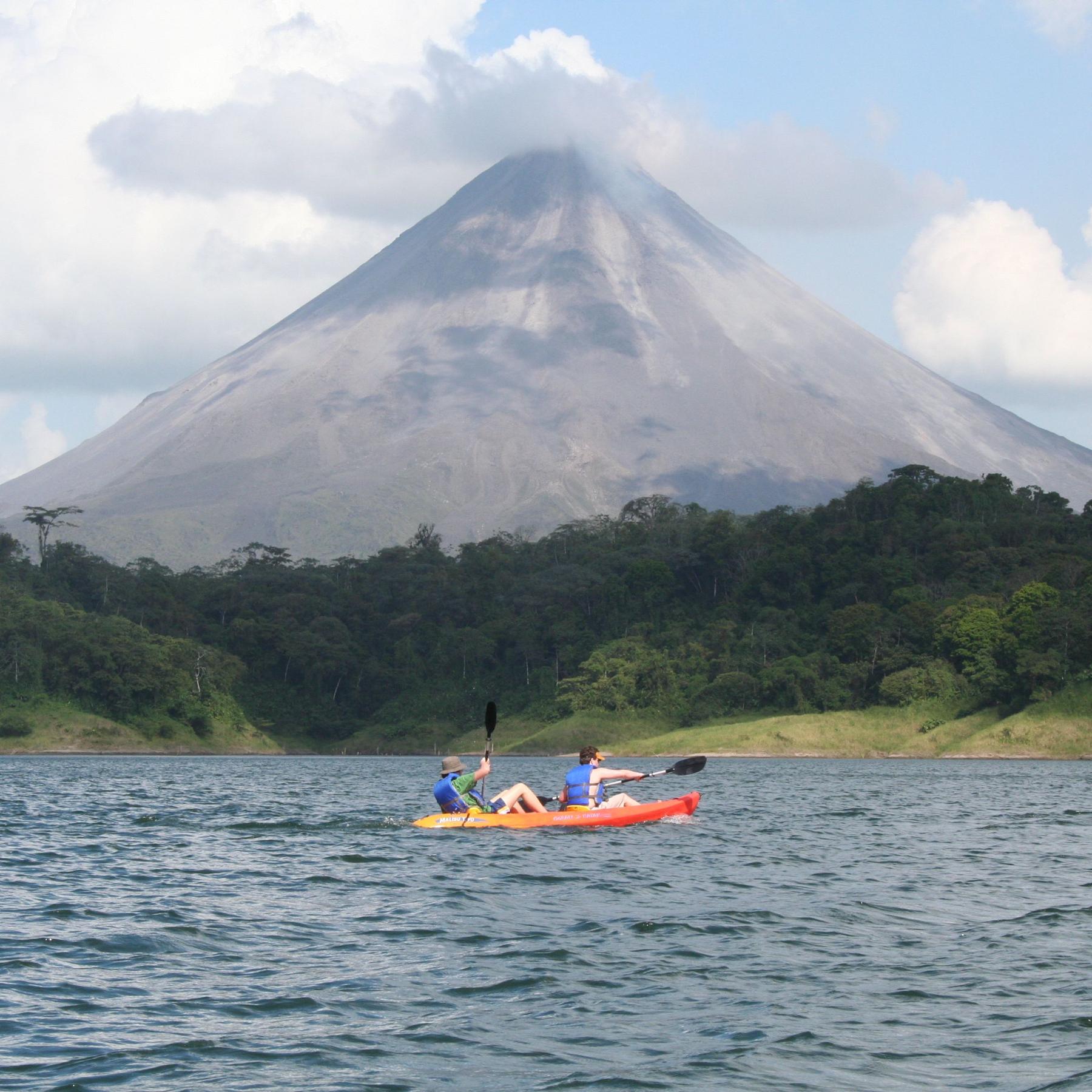 Kayaking on Arenal Lake on our Honeymoon