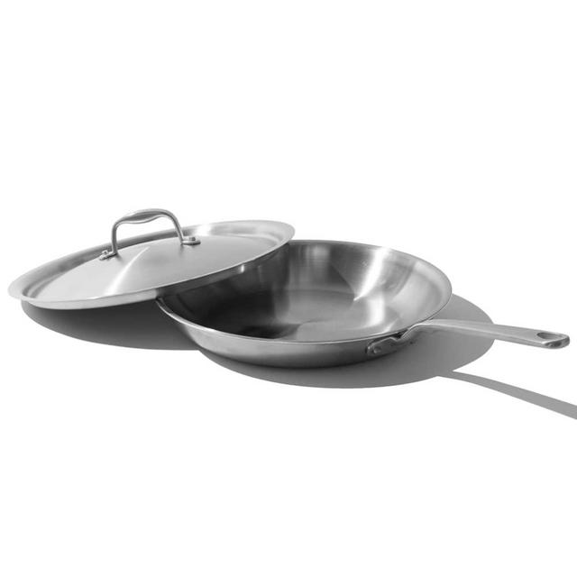 Made In Cookware - 12-Inch Stainless Steel Frying Pan With Lid - 5 Ply Stainless Clad - Professional Cookware Italy - Induction Compatible