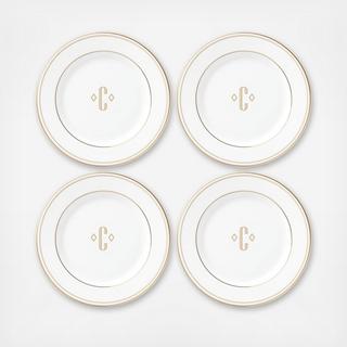 Federal Gold Block Tidbit Plate, Set of 4