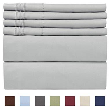 Queen Size Sheet Set - 6 Piece Set - Hotel Luxury Bed Sheets - Extra Soft - Deep Pockets - Easy Fit - Breathable & Cooling Sheets - Wrinkle Free - Grey - Light Grey Bed Sheets - Queens Sheets - 6 PC