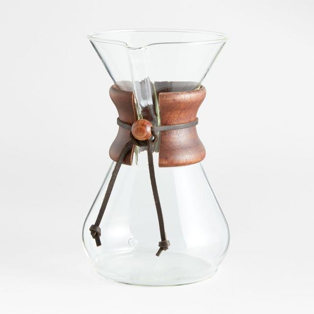 Chemex® 8-Cup Glass Pour-Over Coffee Maker with Dark Wood Collar