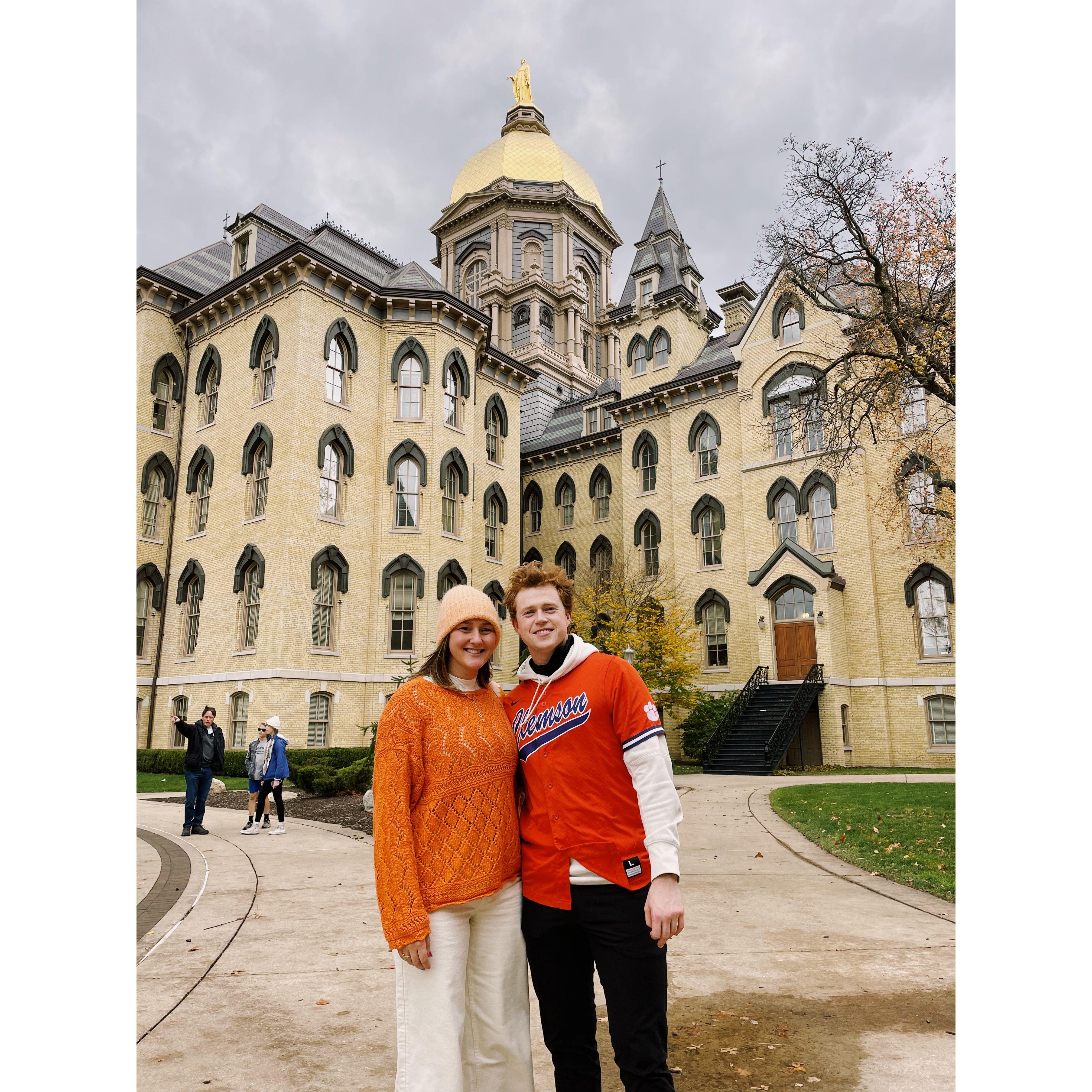 Cheering on the Tigers at Notre Dame!