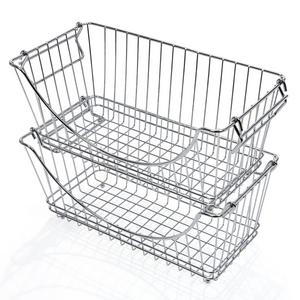PRO-MART DAZZ Medium Stacking Baskets, Chrome, Set of 2
