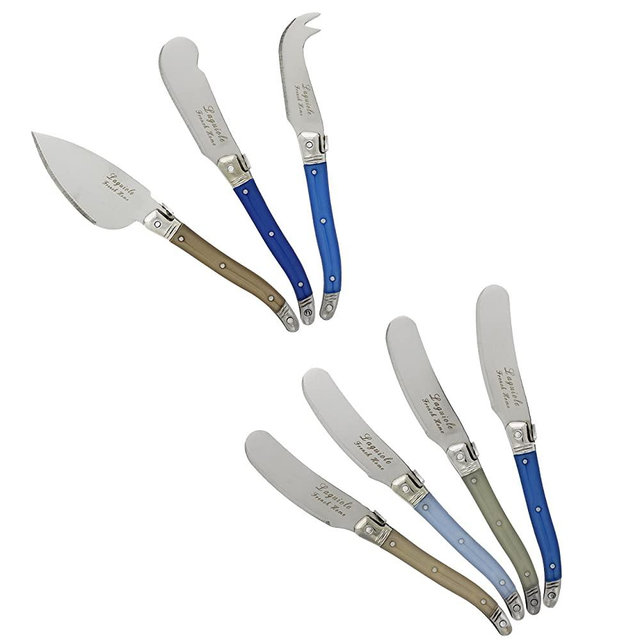 Laguiole 7-Piece Cheese Knife Set (Blue & Ivory) Stainless Steel Cheese Knives Set, Cheese Spreader & Butter Knife Spreader, Luxurious Cheese Board Utensils & Charcuterie Knife Set for Parties
