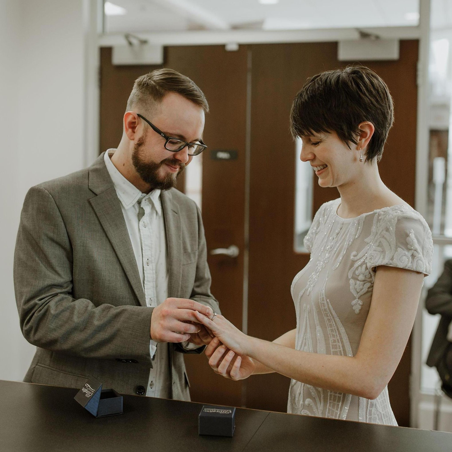 Wedding day at the Civil Magistrate Office.