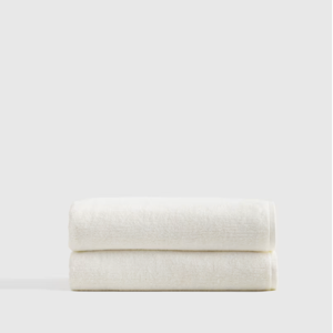 Turkish Ribbed Quick Dry Bath Towel (Set of 2) in Ivory