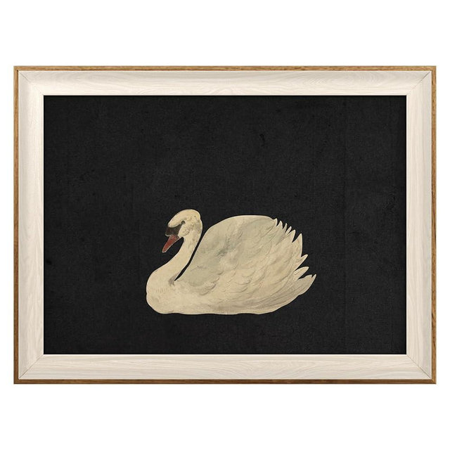 VIYYIEA Framed Wall Art for Living Room, Swan Art Canvas Prints, Vintage Home Decor, Animals Painting Picture, Bathroom Wall Decor Gifts for Friends or Family - 16L x 12W