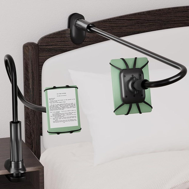 Gooseneck Kindle Holder for Reading in Bed - [Anti-Slip] Phone Holder for Bed, Kindle Stand Accessories, for iPad Mini Stand for Desk, for Kindle Paperwhite Oasis Tablets 4-10.5 inches