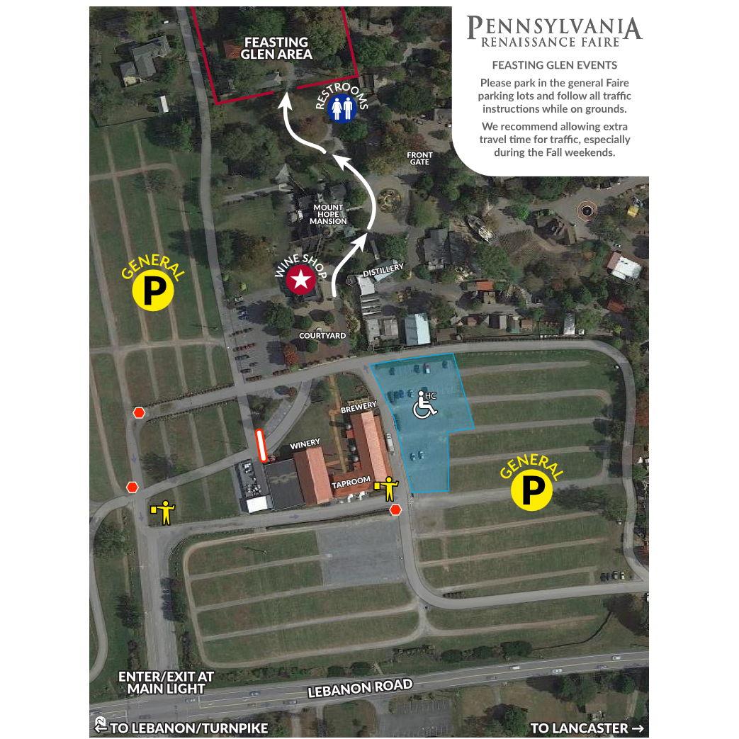 Map of the event. Our ceremony, dinner, and reception will be in the Feasting Glen.