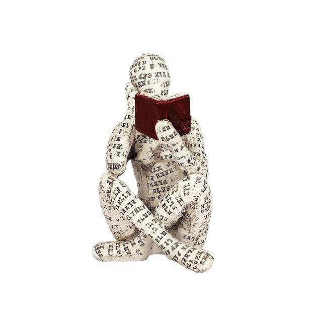 Dlfghos Pulp Reading Women Figurine Thinker Statue Decor Modern Figurines Abstract Aesthetic Sculpture for Home Decoration Living Room Office Bookshelf Shelf Table (A)