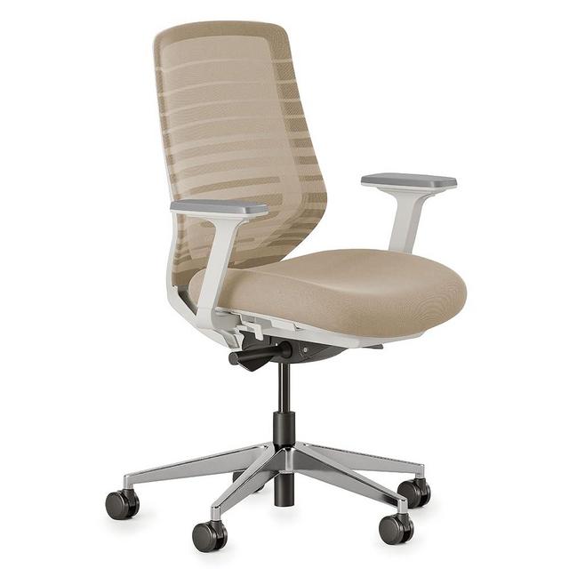 Branch Ergonomic Chair - A Versatile Desk Chair with Adjustable Lumbar Support, Breathable Mesh Backrest, and Smooth Wheels - Experience Optimal Comfort and Support - Sand - White
