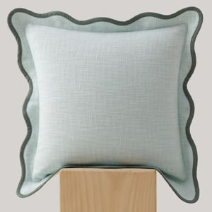 Double Stitch Cotton Decorative Scalloped Throw Pillow Covers, Square Cushion Case for Living Room Couch