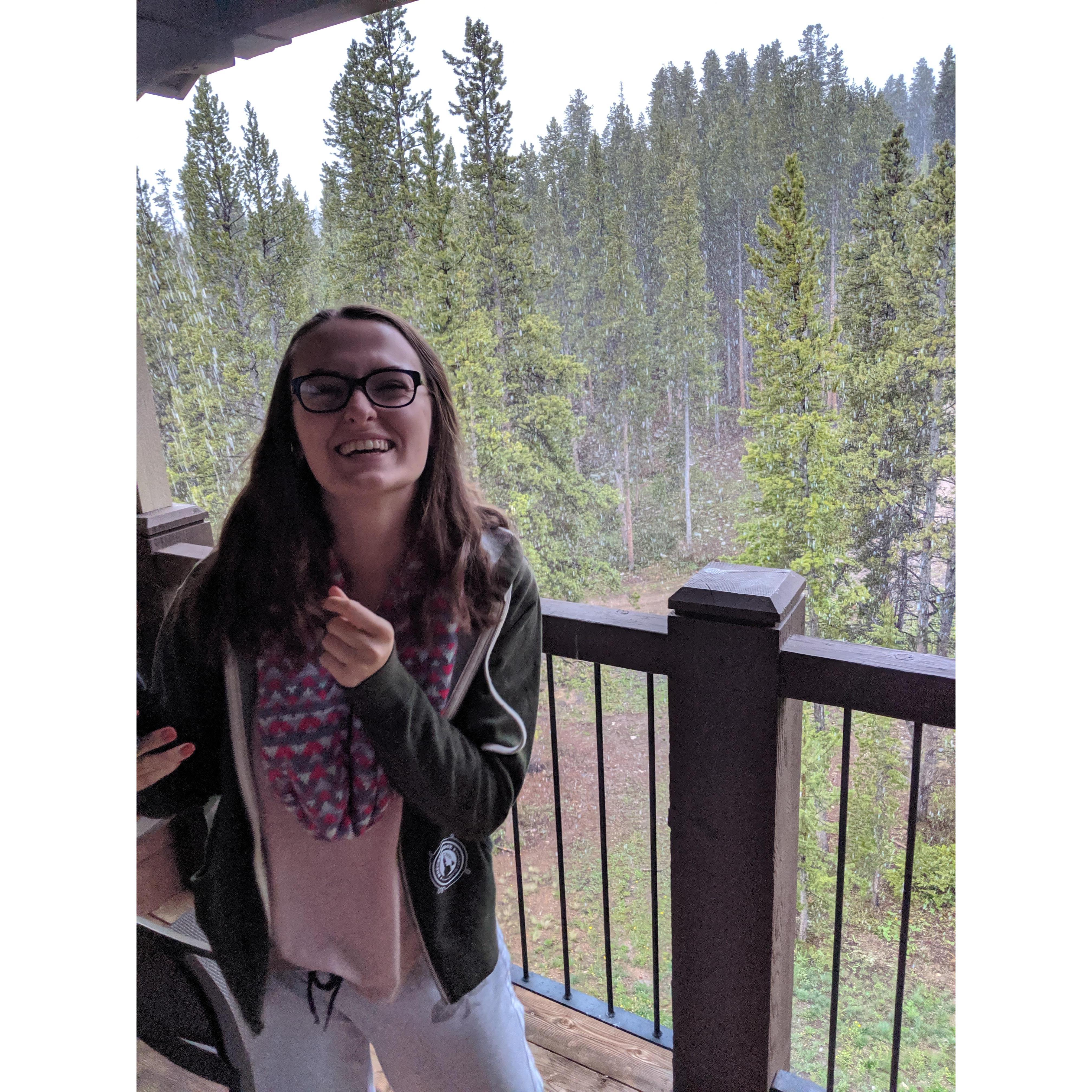 Wyatt taking a photo of Mallory while Mallory takes a photo of snow on her birthday (In June).

Also in Breck.