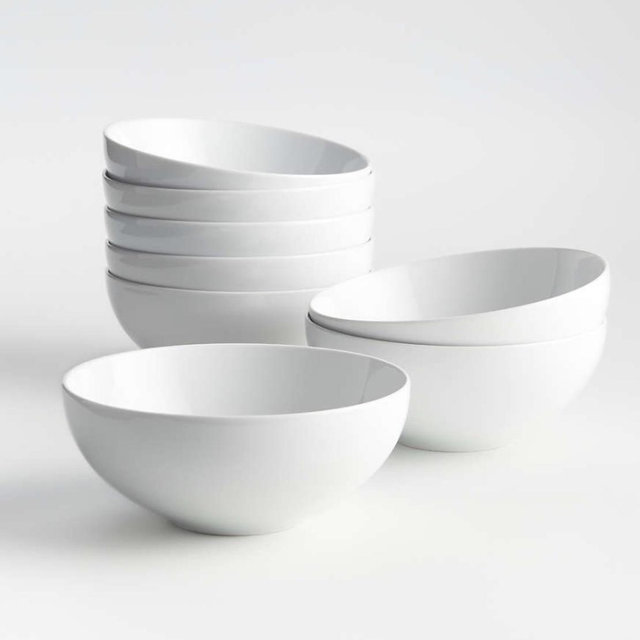 Aspen 7" Porcelain Cereal Bowls, Set of 8