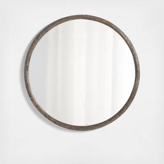 Natia Oak Round Wall Mirror