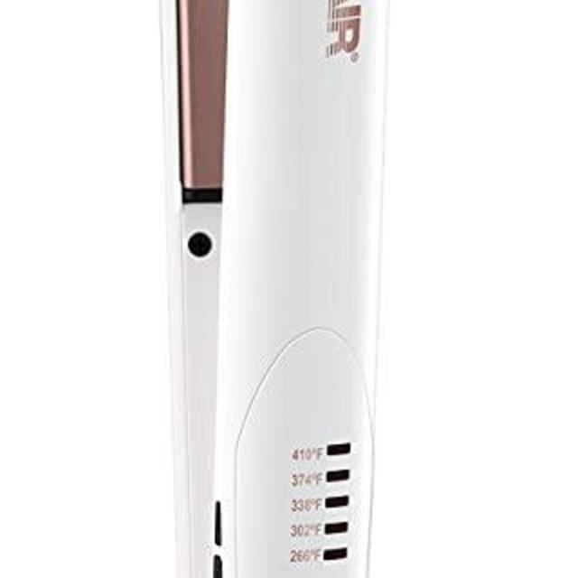 Conair Double Ceramic Flat Iron, 1 Inch, White/Rose Gold