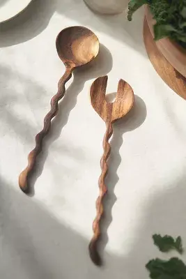 Wiggle Solid Acacia Wood Serve Set