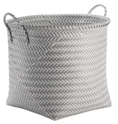 Large Round Woven Plastic Storage Basket - White and Gray - Room Essentials™