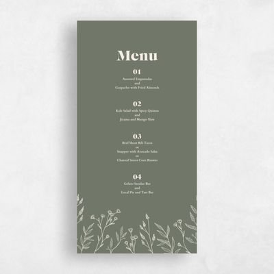 Dark Sage, Green Wedding Menu - Sylvan