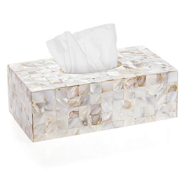 Creative Scents Rectangular Tissue Box Cover - Decorative Tissue Box Holder is Finished in Beautiful Mother of Pearl Milano Collection
