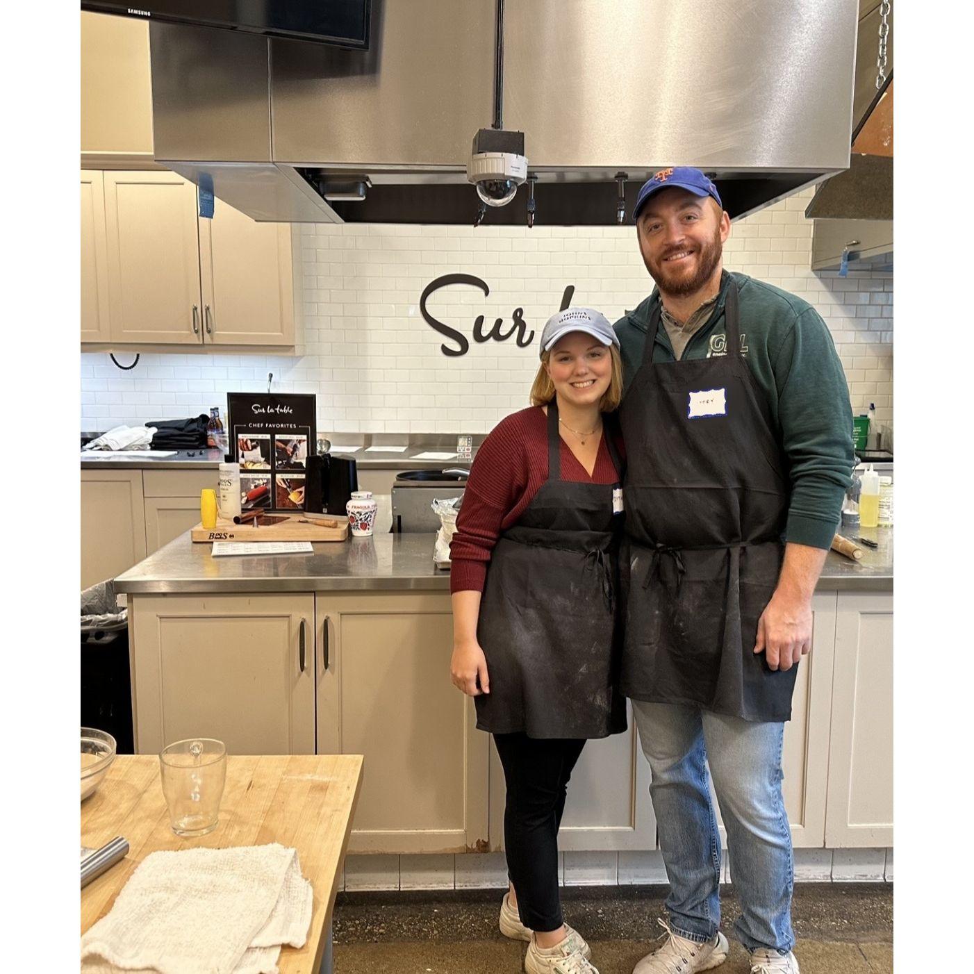 We both love to cook and be better at everyone in cooking classes.