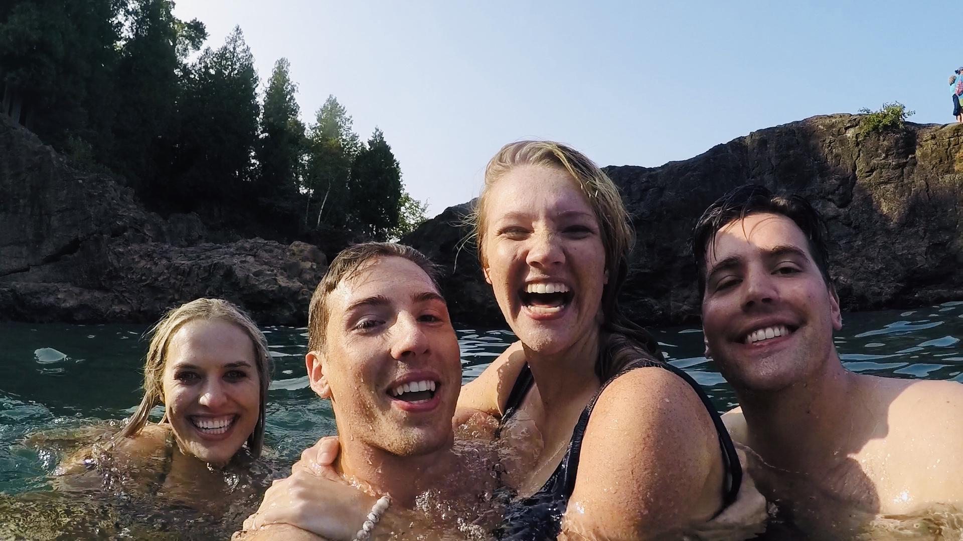 Summer days spent jumping off black rocks in Lake Superior with Brennan and Lauren!