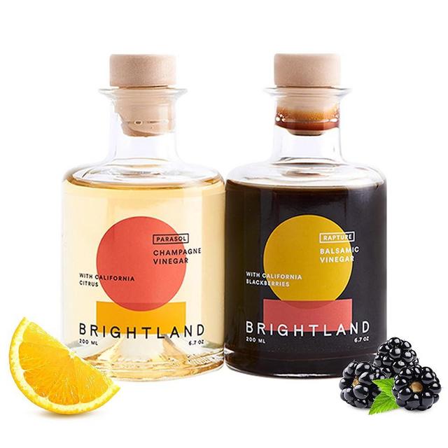 Brightland The Pair, Balsamic Vinegar & Champagne Vinegar Duo - Artisinal Vinegars Perfect for Salad Dressings, Marinades, Cooking & Drizzling - 6.7 Fl Oz
